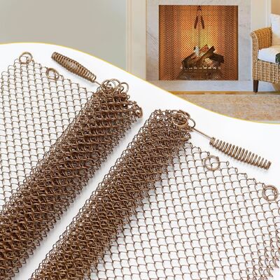 Keselamatan 1.2mm Warna Emas Chain Link Desain Tirai Logam Untuk Layar Perapian Mesh