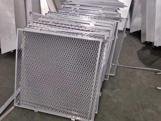 Jaring Logam Ekspansi Lapis Bubuk Putih untuk Fasad Dinding