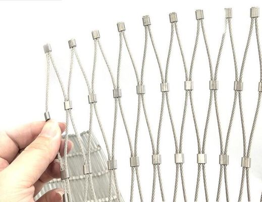 304 stainless steel rope mesh Flexible safety net Dekoratif kawat rope mesh dengan ukuran yang disesuaikan untuk balustrade dan kebun binatang kandang