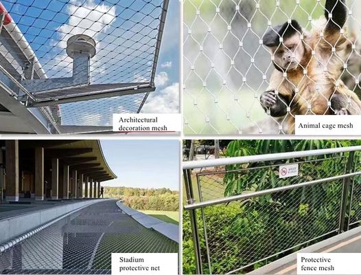 304/316 Rope Steel Wire Mesh 30x30mm untuk Perlindungan Aviary