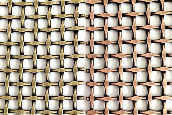 Kawat Anyam Arsitektur Baja Tahan Karat Warna Emas Kuningan Tahan Lama untuk Tirai