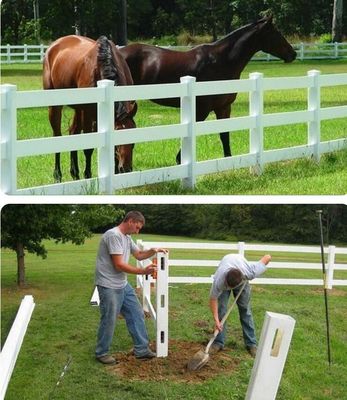 Heavy Duty 2 Rails 3 Rails Pvc Horse Fence Vinyl Fence Untuk Pertanian