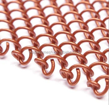 Dekoratif Aluminium Metal Mesh Curtain Chain Drapery Kain Fireplace Wire Mesh Metal Coil Mesh Langit-langit Curtain