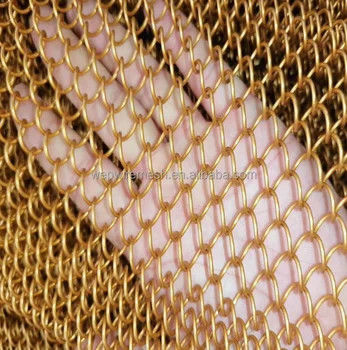 Dekoratif Aluminium Metal Mesh Curtain Chain Drapery Kain Fireplace Wire Mesh Metal Coil Mesh Langit-langit Curtain