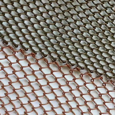 Gold Color Anti Rust Aluminium Dekoratif Mesh Metal Coil Drapery