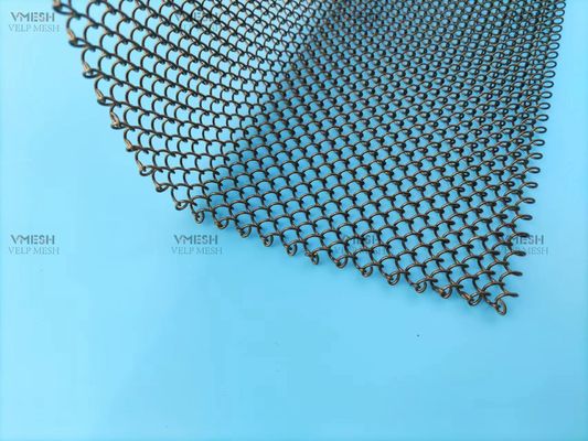 Tirai Logam Rantai Tautan Ukuran Khusus 6*6Mm Berpasangan Desain Jaring Perapian