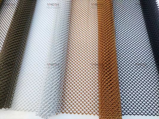 Keselamatan 1.2mm Warna Emas Chain Link Desain Tirai Logam Untuk Layar Perapian Mesh