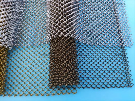 Rumah Tangga Indoor Metal Mesh Emas Warna Baja Bahan Fireplace Mesh Screen Curtain