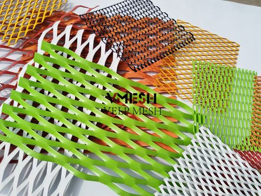 PVDF Aluminium Expanded Metal Mesh 5.5mm 6.0mm Wall Cladding Ventilated Facades