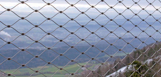 Jaring Kawat Tali Baja Tahan Karat untuk Layar Berlian Arsitektur Fleksibel Kandang Hewan Kebun Binatang Aman