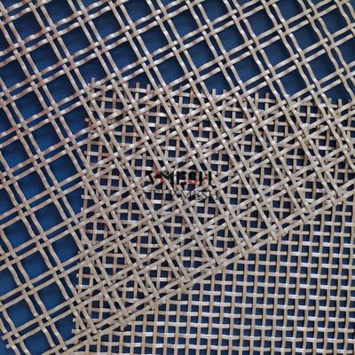 Ruang Kantor Modern Dekoratif Wall Cladding Stainless Steel Crimped Wire Mesh Panel