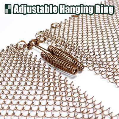 Tirai Logam Rantai Tautan Ukuran Khusus 6*6Mm Berpasangan Desain Jaring Perapian