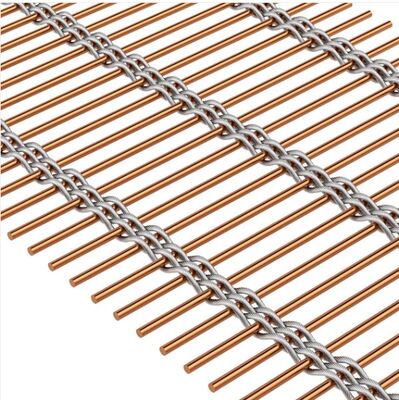 Arsitektur Dekoratif Stainless Steel Cable Rod Woven Wire Mesh Untuk Indoor Curtain Mesh