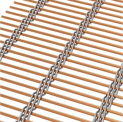Arsitektur Dekoratif Stainless Steel Cable Rod Woven Wire Mesh Untuk Indoor Curtain Mesh