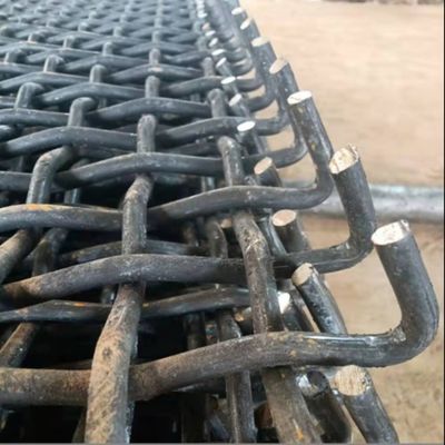 Bergetar 65mn Hooked Crimped Woven Wire Mesh Screens Untuk Penggalian Dan Penambangan