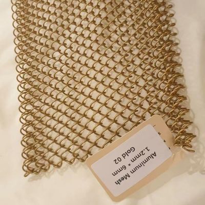 6 * 6mm Heavy Metal Chain Link Curtains Aluminium Arsitektur Emas Untuk Ruang Pameran