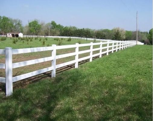 Paddock Kuda Pvc Welded Wire Mesh Fence 3 Rails Ranch White Vinyl