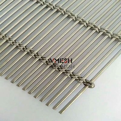Dekoratif stainless steel kabel batang Woven Metal Wire Mesh untuk fasad tirai