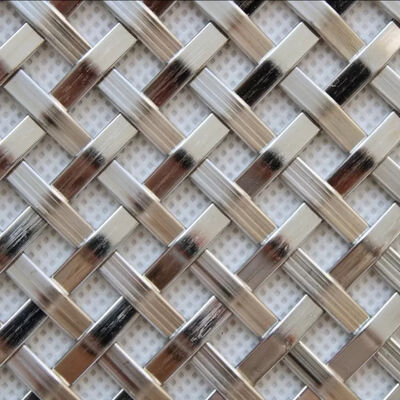 Antique Brass Flat Stainless Steel Wire Dekoratif Crimped Woven Wire Mesh Panel Grilles