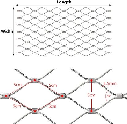 Jaring Kabel Stainless Steel Fleksibel untuk Perlindungan Keamanan Kandang Burung