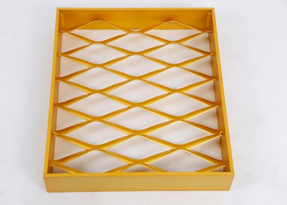 Emas 3.5mm 4.0mm Expanded Aluminium Metal Mesh Cladding Dengan Bingkai Anti asam