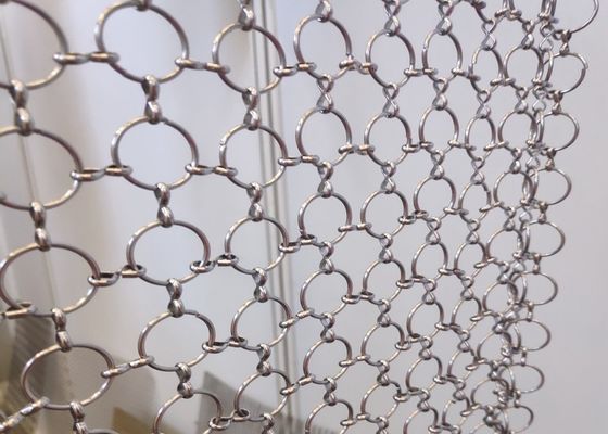 Gold Fireproof Chainmail Ring Mesh Curtain 3.8mm-50mm Aperture